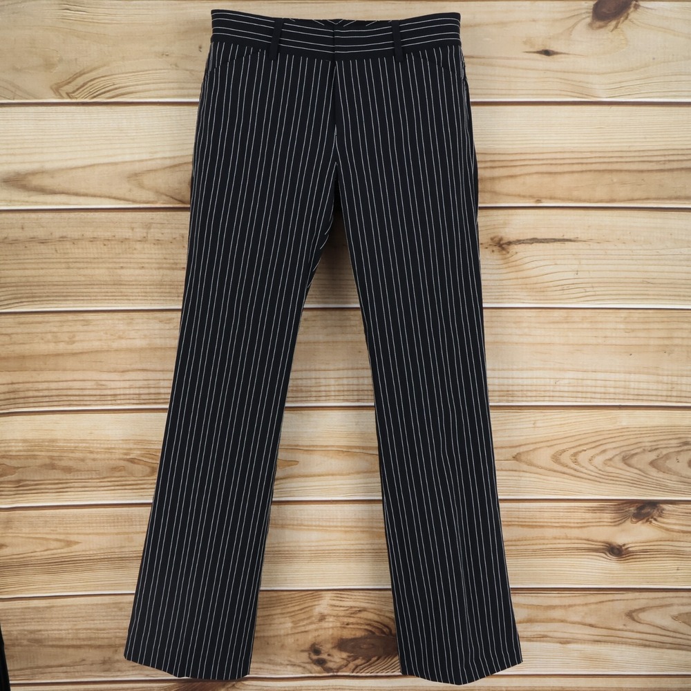 id. Collection Dress Pants Womens Size 10 Black Striped Stretch Pockets Mid Rise